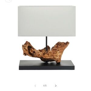 Natural Driftwood Table Lamp with White Shade- Palmero House
